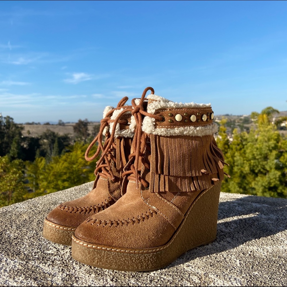 Brown Sam Edelman wedge boots